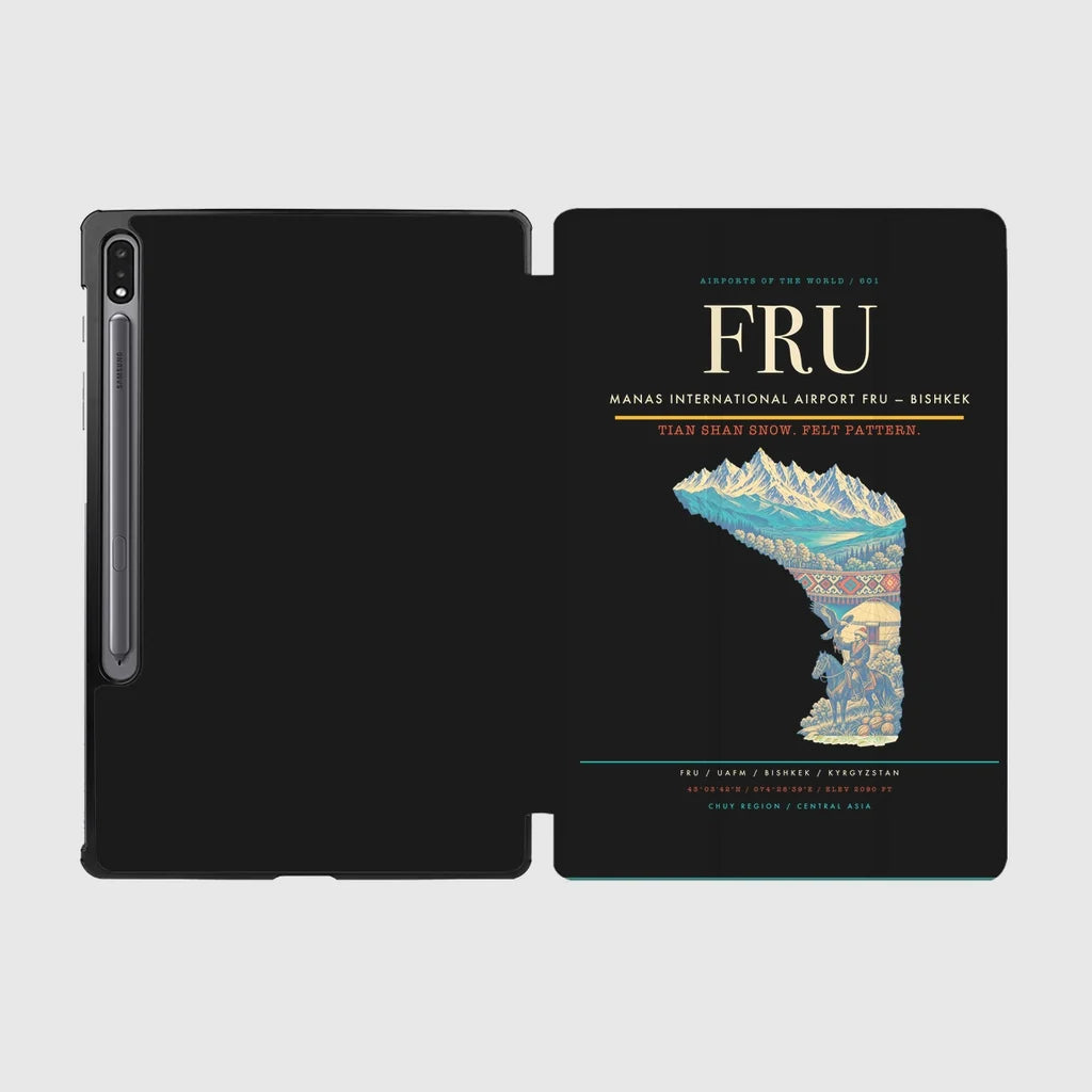 Manas International Airport (FRU) design on black samsung tablet tablet case