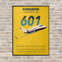 Thumbnail for Bombardier Challenger 601 vertical canvas print - framed - yellow background