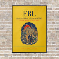 Thumbnail for Erbil International Airport EBL vertical canvas print - framed - yellow background