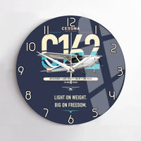 Thumbnail for Cessna 162 Skycatcher design on navy blue no frame wall clock