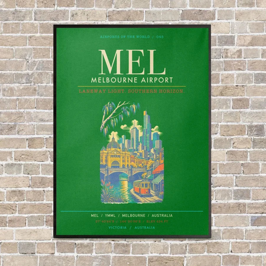 Melbourne Airport MEL - Canvas Framed - Green