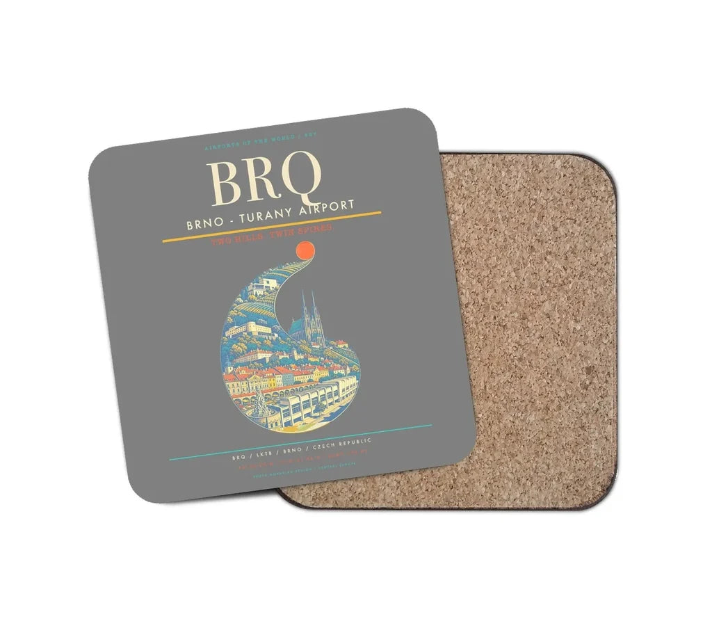 Brno - Turany Airport BRQ Coaster 1-Piece - Gray