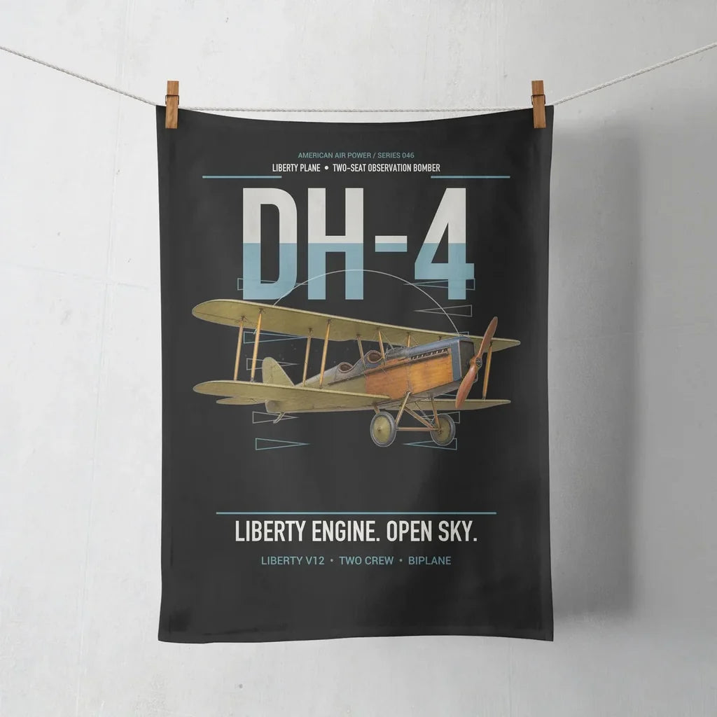 Airco DH-4 Liberty Plane design on black towel