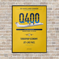 Thumbnail for De Havilland Dash 8-400 vertical canvas print - framed - yellow background