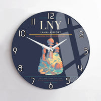 Thumbnail for Lanai Airport (LNY) design on navy blue no frame wall clock