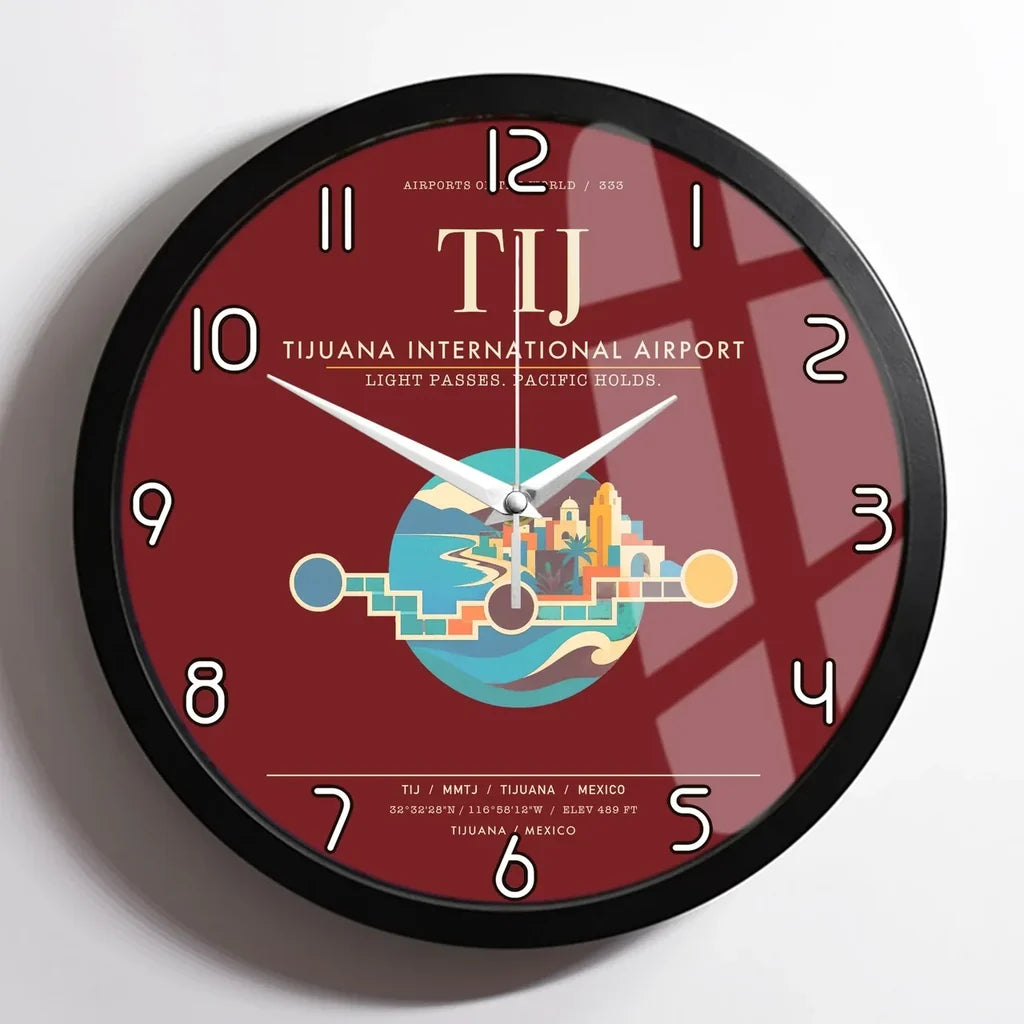 Tijuana International Airport TIJ Wall-Clock Framed - Dark Red