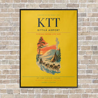 Thumbnail for Kittilä Airport KTT vertical canvas print - framed - yellow background