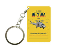 Thumbnail for PZL-Świdnik W-3WA Sokół design on yellow designed key chain, double-side print