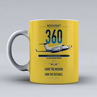 Thumbnail for Beechcraft King Air 360 design on yellow ceramic mug, double-side print