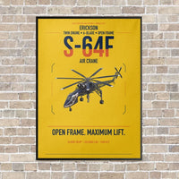 Thumbnail for Erickson S-64F Air Crane vertical canvas print - framed - yellow background