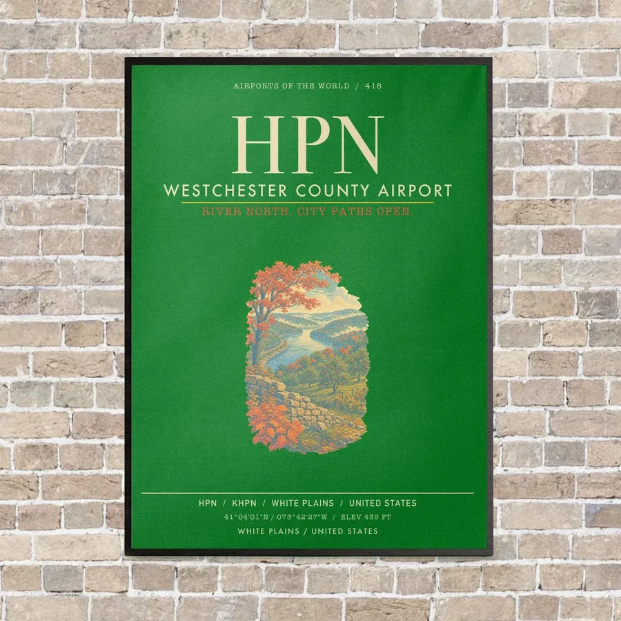 Westchester County Airport HPN - Canvas Framed - Green