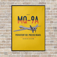 Thumbnail for MQ-9A Reaper vertical canvas print - framed - yellow background