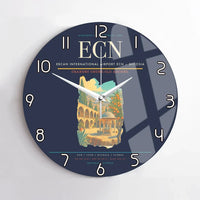 Thumbnail for Ercan International Airport (ECN) design on navy blue no frame wall clock
