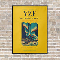 Thumbnail for Yellowknife Airport YZF vertical canvas print - framed - yellow background
