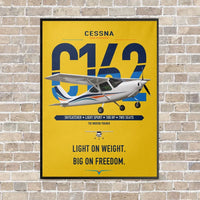 Thumbnail for Cessna 162 Skycatcher vertical canvas print - framed - yellow background