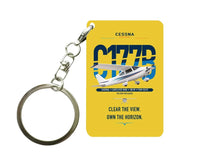 Thumbnail for Cessna 177B Cardinal design on yellow designed key chain, double-side print