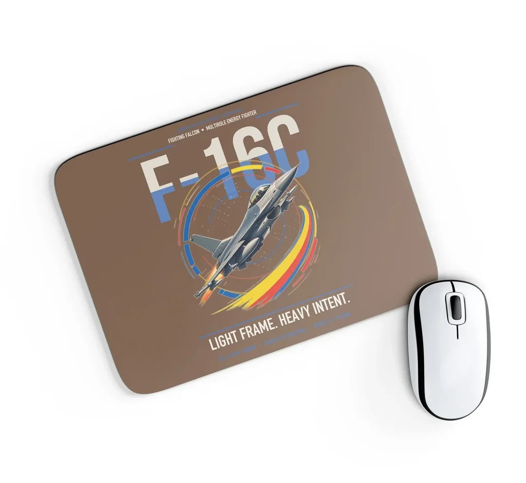 F-16C Fighting Falcon design on brown rectangle mouse pad