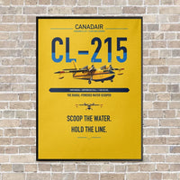 Thumbnail for Canadair CL-215 vertical canvas print - framed - yellow background
