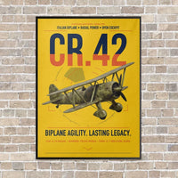 Thumbnail for Fiat CR.42 Falco vertical canvas print - framed - yellow background