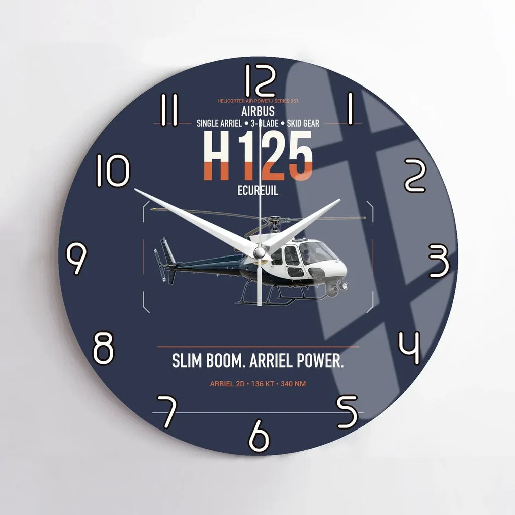 Airbus H125 design on navy blue no frame wall clock
