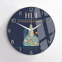 Thumbnail for Phu Bai International Airport (HUI) design on navy blue no frame wall clock