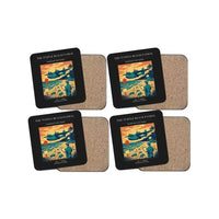 Thumbnail for The Turtle Beach Patrol - Designed Coasters design on black 4-pieces-set