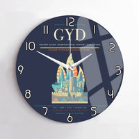 Thumbnail for Heydar Aliyev International Airport (GYD) design on navy blue no frame wall clock