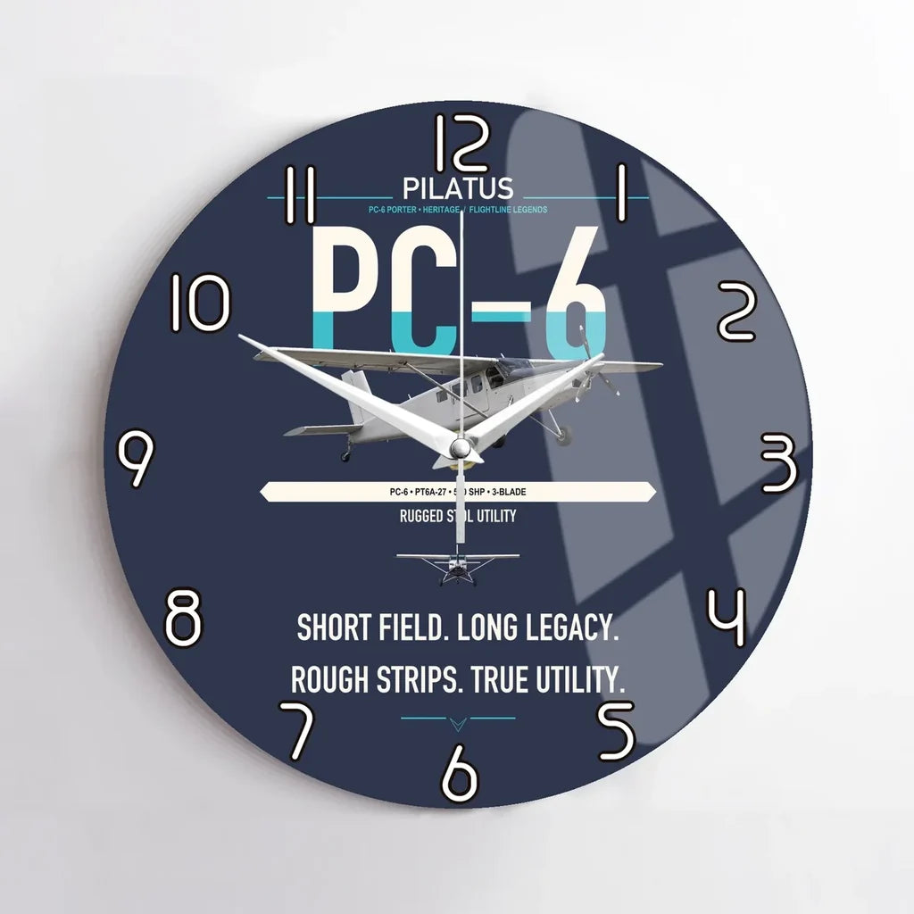 Pilatus PC-6 Porter design on navy blue no frame wall clock