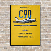 Thumbnail for Beechcraft King Air C90 vertical canvas print - framed - yellow background
