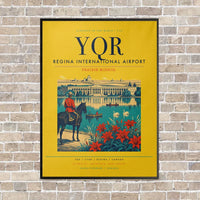 Thumbnail for Regina International Airport YQR vertical canvas print - framed - yellow background