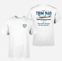 Thumbnail for Daher TBM 960 design on white t-shirt, double-side print