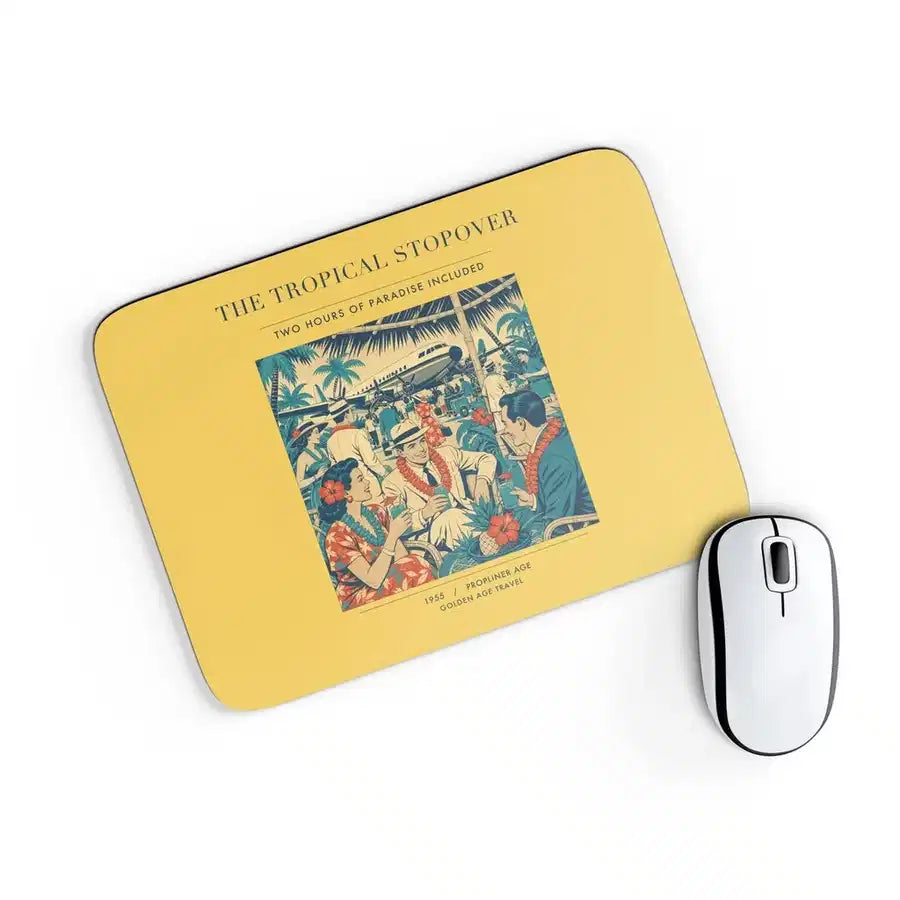 VINTAGE G4225 - The Tropical Stopover - Designed Mouse Pads design on yellow rectangle