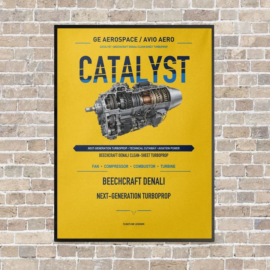 CATALYST vertical canvas print - framed - yellow background