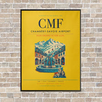Thumbnail for Chambéry-Savoie Airport CMF vertical canvas print - framed - yellow background