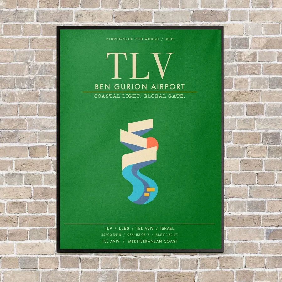 Tel Aviv Ben Gurion Airport TLV - Canvas Framed - Green