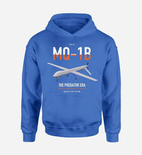 Thumbnail for MQ-1B Predator design on blue double-side hoodie, single-side print