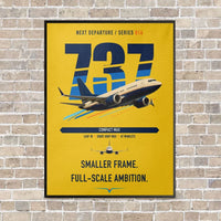 Thumbnail for Boeing 737 MAX 7 vertical canvas print - framed - yellow background