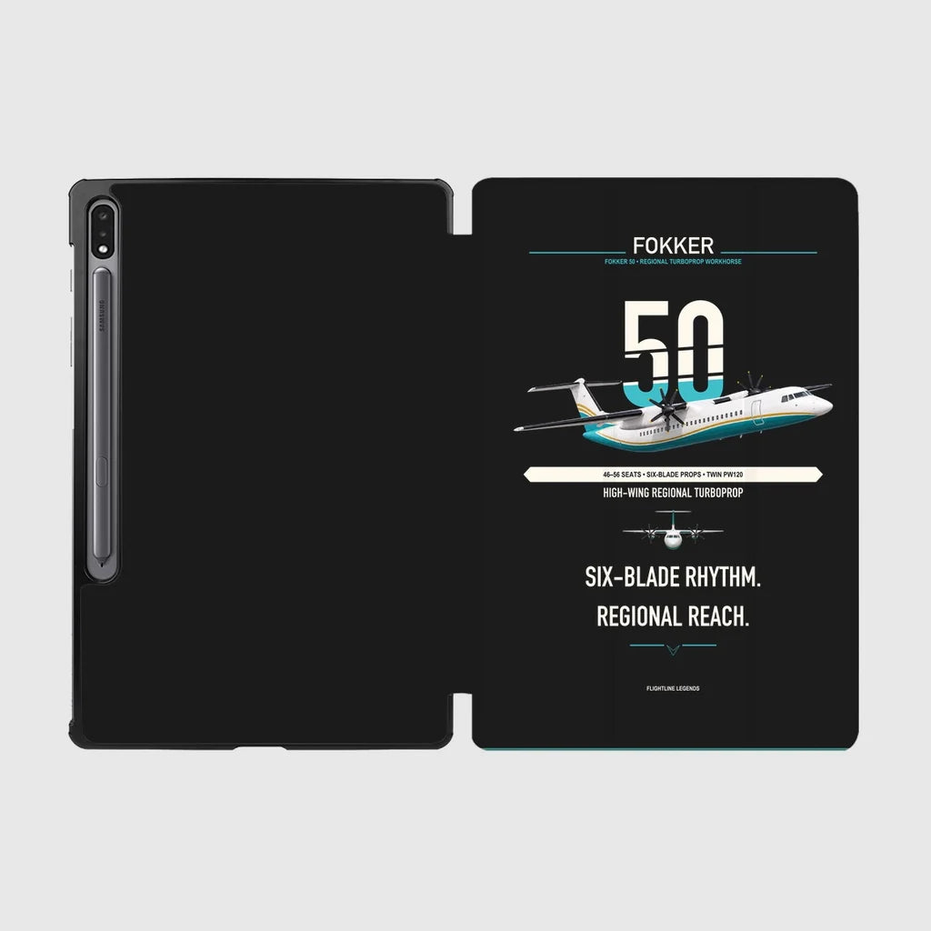 Fokker 50 design on black samsung tablet tablet case