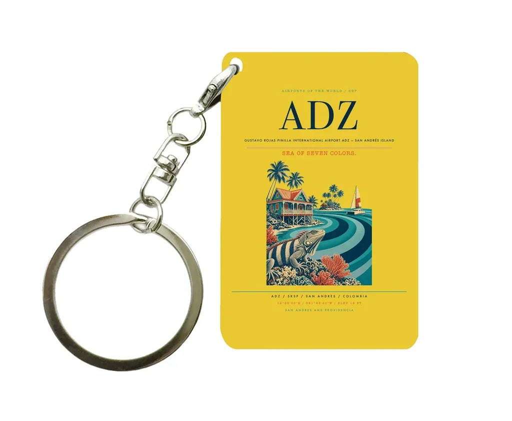 Gustavo Rojas Pinilla International Airport (ADZ) design on yellow key chain