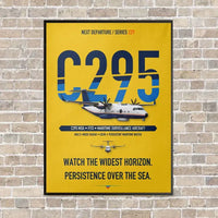 Thumbnail for Airbus C295 Maritime Surveillance Aircraft vertical canvas print - framed - yellow background