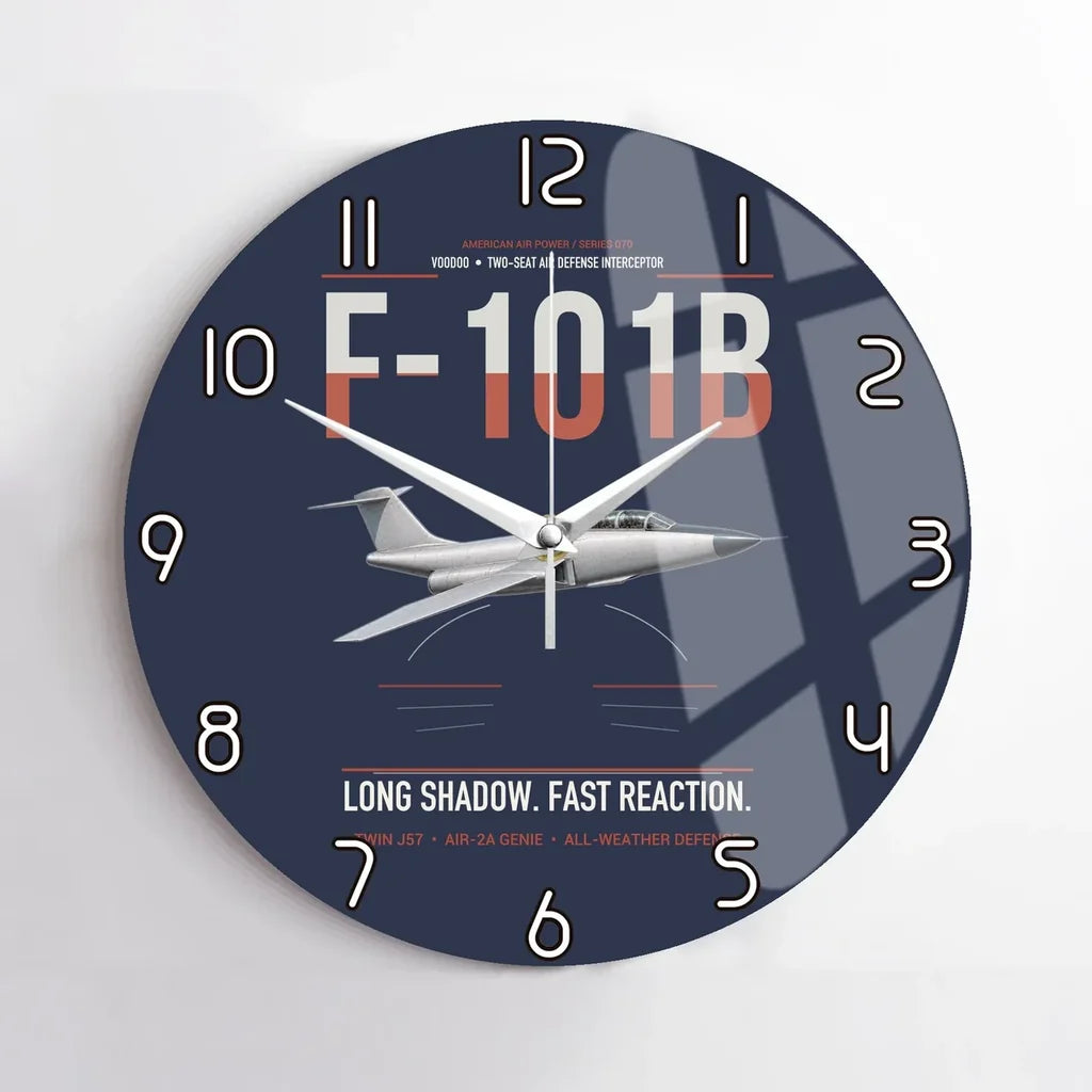 F-101B Voodoo design on navy blue no frame wall clock