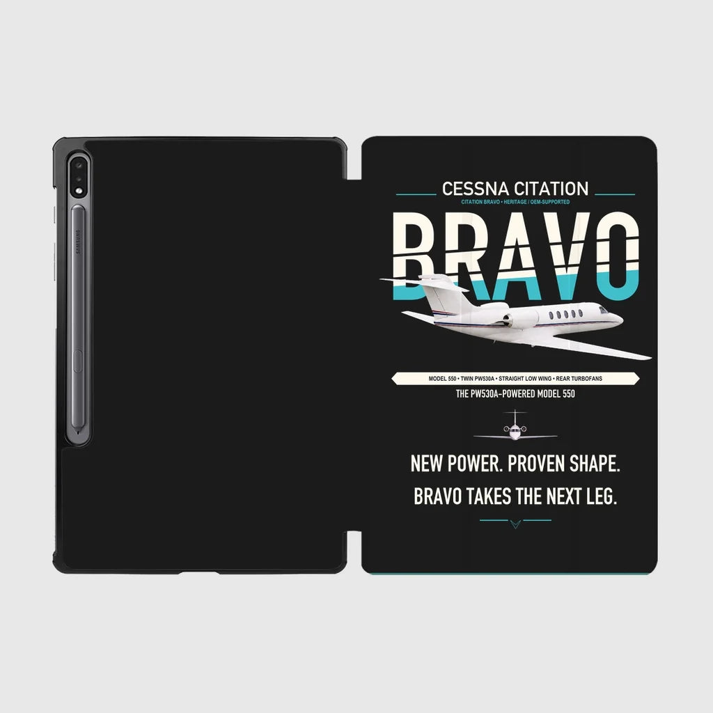 Cessna Citation Bravo design on black samsung tablet tablet case