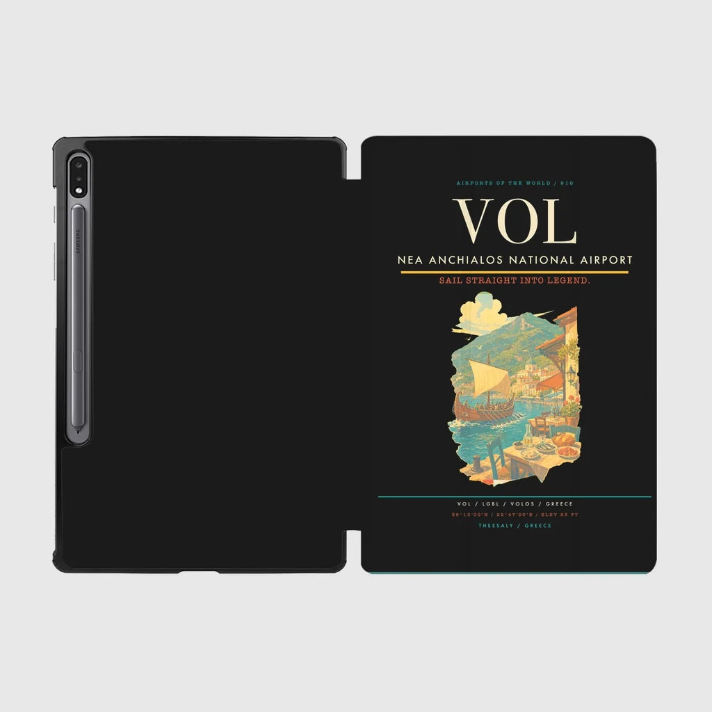 Nea Anchialos National Airport (VOL) design on black samsung tablet tablet case