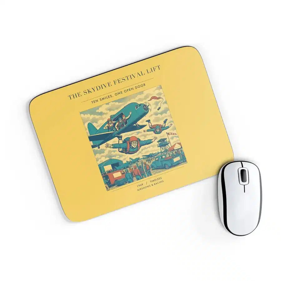 VINTAGE G4471 - The Skydive Festival Lift - Designed Mouse Pads design on yellow rectangle