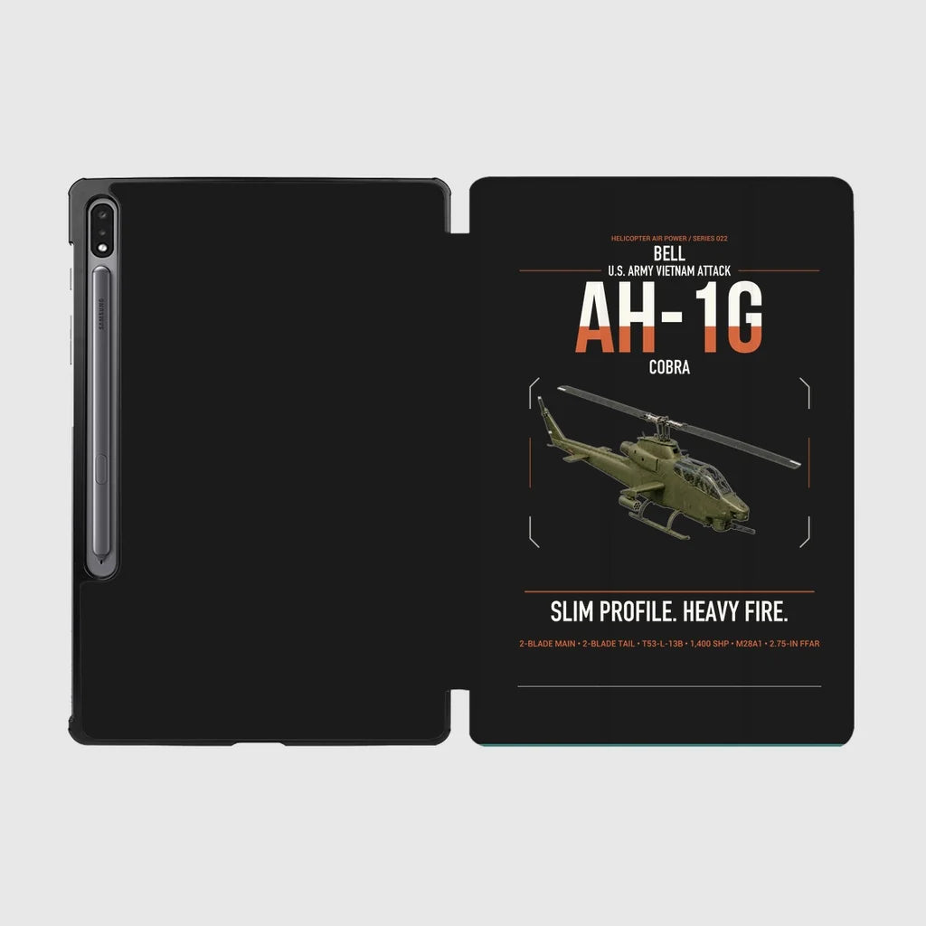 Bell AH-1G Cobra design on black samsung tablet tablet case