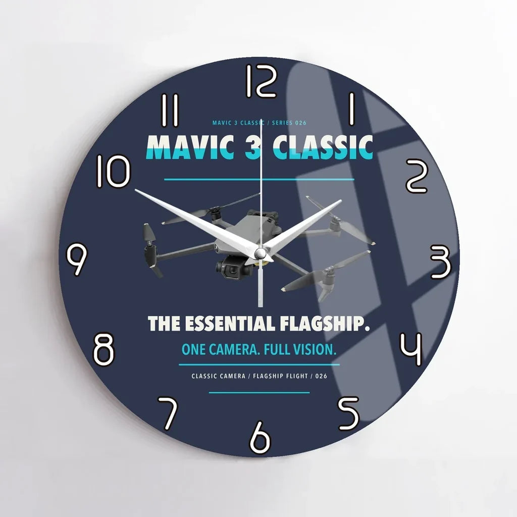 DJI Mavic 3 Classic design on navy blue no frame wall clock