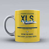 Thumbnail for Cessna Citation XLS design on yellow ceramic mug, double-side print