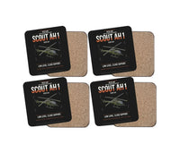 Thumbnail for Westland Scout AH1 design on black 4 pieces set coaster