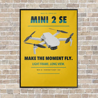 Thumbnail for DJI Mini 2 SE vertical canvas print - framed - yellow background
