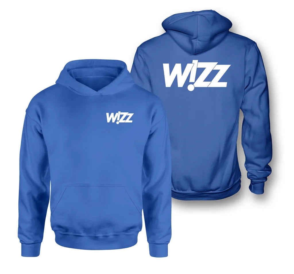 Wizz Airlines logo on blue double side hoodie